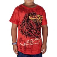 Ed Hardy Kids Boys Marble Lion T-Shirt - Red