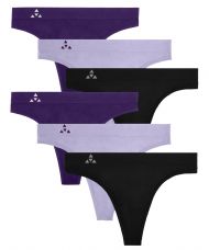 Balanced Tech Women's Seamless Thong Panties 6-Pack - Blackberry/Black/Violet