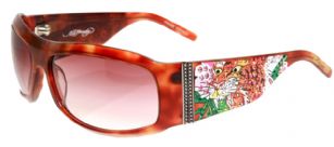 Ed Hardy EHS-007 Alive Aware Women's Designer Sunglasses - Tortoise/Brown - The Ed Hardy EHS 007 Alive Aware Sunglasses is a beautiful fashionable sunglasses designed by Ed Hardy and marketed by Christian Audigier. TheEd Hardy designer sunglasses features: UV400 Protection, Alive Aware graphics on temples with Ed Hardy logo detail. Comes with original embroidered artistic case and Signature cloth.