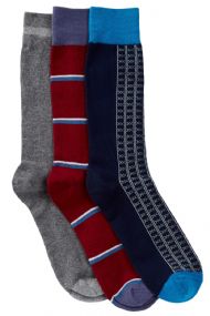Casual Nights Men's 3 Pack Dress Crew Socks - Navy Assorted