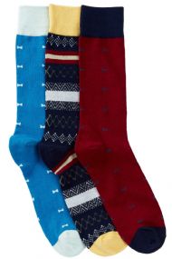 Casual Nights Men's 3 Pack Dress Crew Socks - Bows Assorted