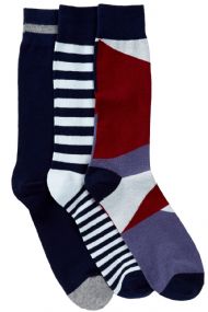 Casual Nights Men's 3 Pack Dress Crew Socks - Colorblocked Assorted