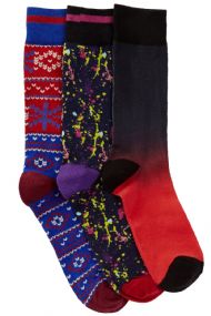 Casual Nights Men's 3 Pack Dress Crew Socks - Ombre Assorted