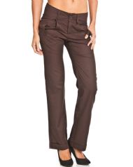 Style NY Women's Button Tab Skinny Fashion Pants - Brown