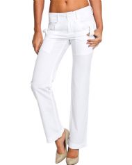 Style NY Women's Button Tab Skinny Fashion Pants - White