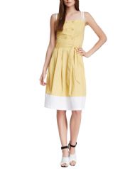 Style NY Women's Double Breasted Button Heidi Dress - Mustard