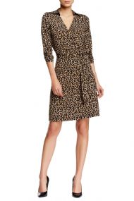 Vertigo Paris Women's Printed Long Sleeve Wrap Dress - Cheetah