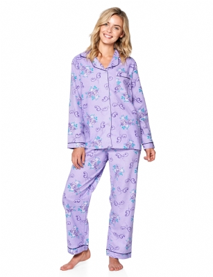 Casual Nights Women's Flannel Long Sleeve Button Down Pajama Set - Purple Violet - Please use our size chart to determine which size will fit you best, if your measurements fall between two sizes we recommend ordering a larger size as most people prefer their sleepwear a little looser.Small: Measures US Size 4-6, Chests/Bust 35-38" Medium: Measures US Size 8-10, Chests/Bust 37-40" Large: Measures US Size 12-14, Chests/Bust 38-42" X-Large: Measures US Size 14-16, Chests/Bust 42-44" XX-Large: Measures US Size 16-18, Chests/Bust 44-46" 3X-Large: Measures US Size 22, Chests/Bust 46-484X-Large: Measures US Size 24, Chests/Bust 50-54"Soft and lightweight Flannel Pajamas in a fun paisley pattern, coziest pajamas you'll ever own. Features Button down closure, Lace And Ribbon finish, elastic drawstring waist. These pjs offer comfortable straight fit perfect for sleeping or curling up on the couch to watch a movie.