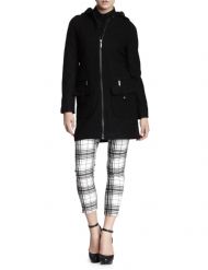 Vertigo Paris Women's Wool  Long Sleeve Zip Up hooded Coat - Black