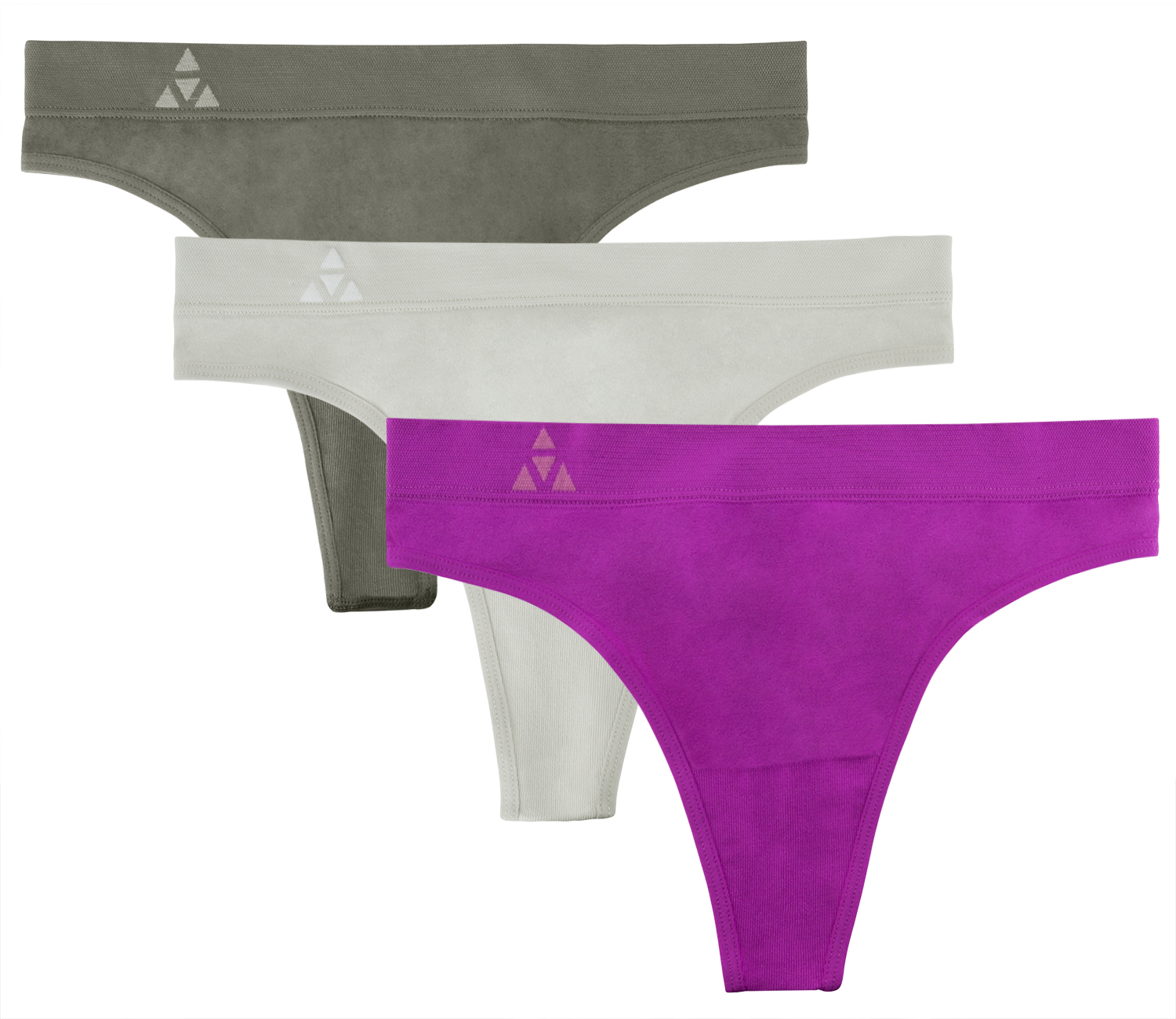 Balanced Tech Women's Seamless Thong Panties 3 Pack - Mulberry