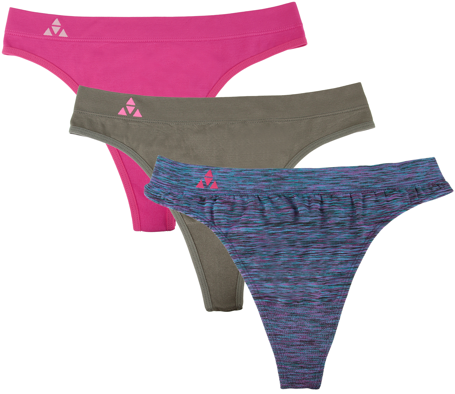 Balanced Tech Women's Seamless Thong Panties 3 Pack - Jewel Space Dye  BTW48340TH3H