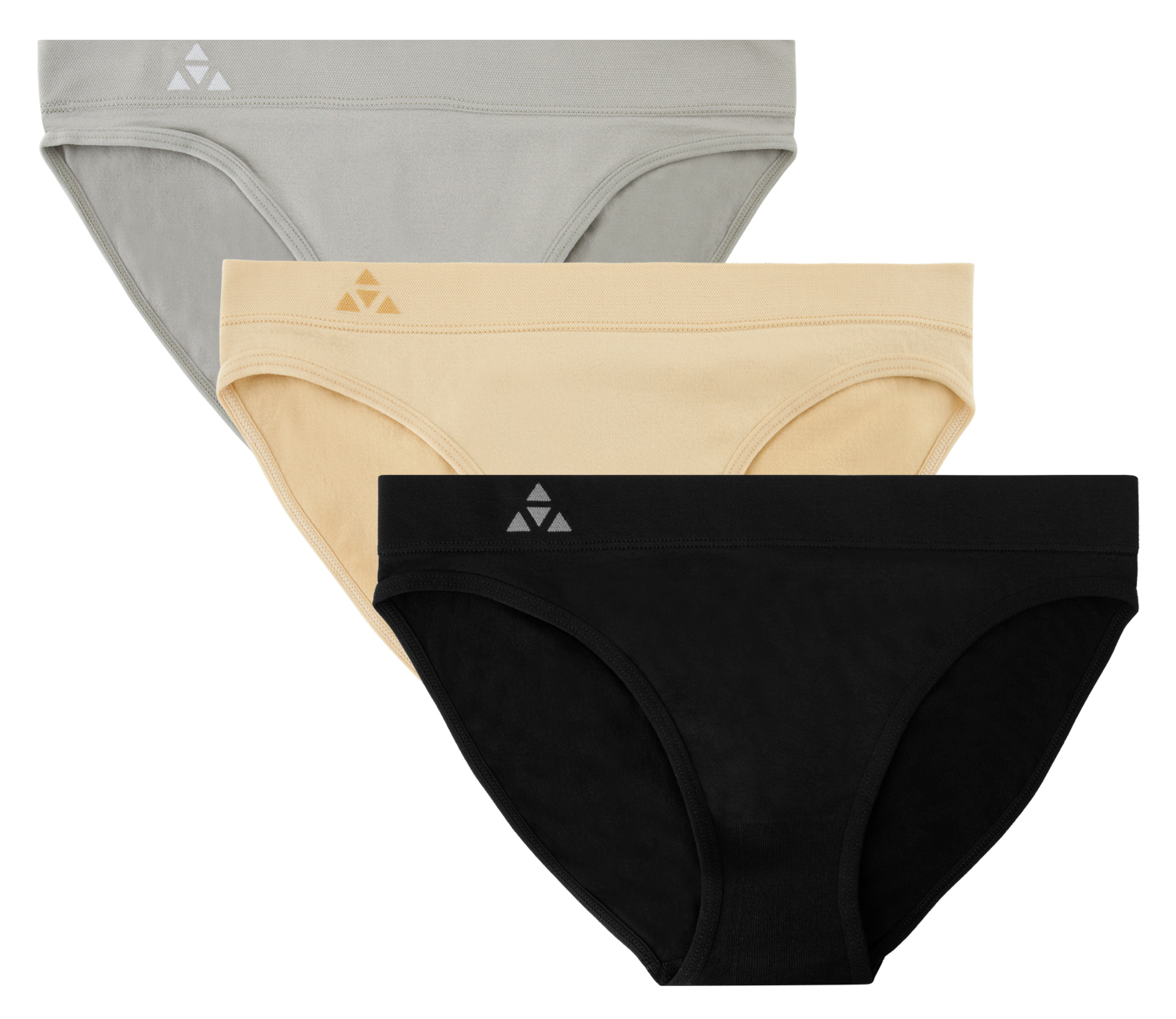 Balanced Tech Women's 3 Pack Seamless Low-Rise Bikini Panties -  Black/Nude/Grey BTW72907LR3