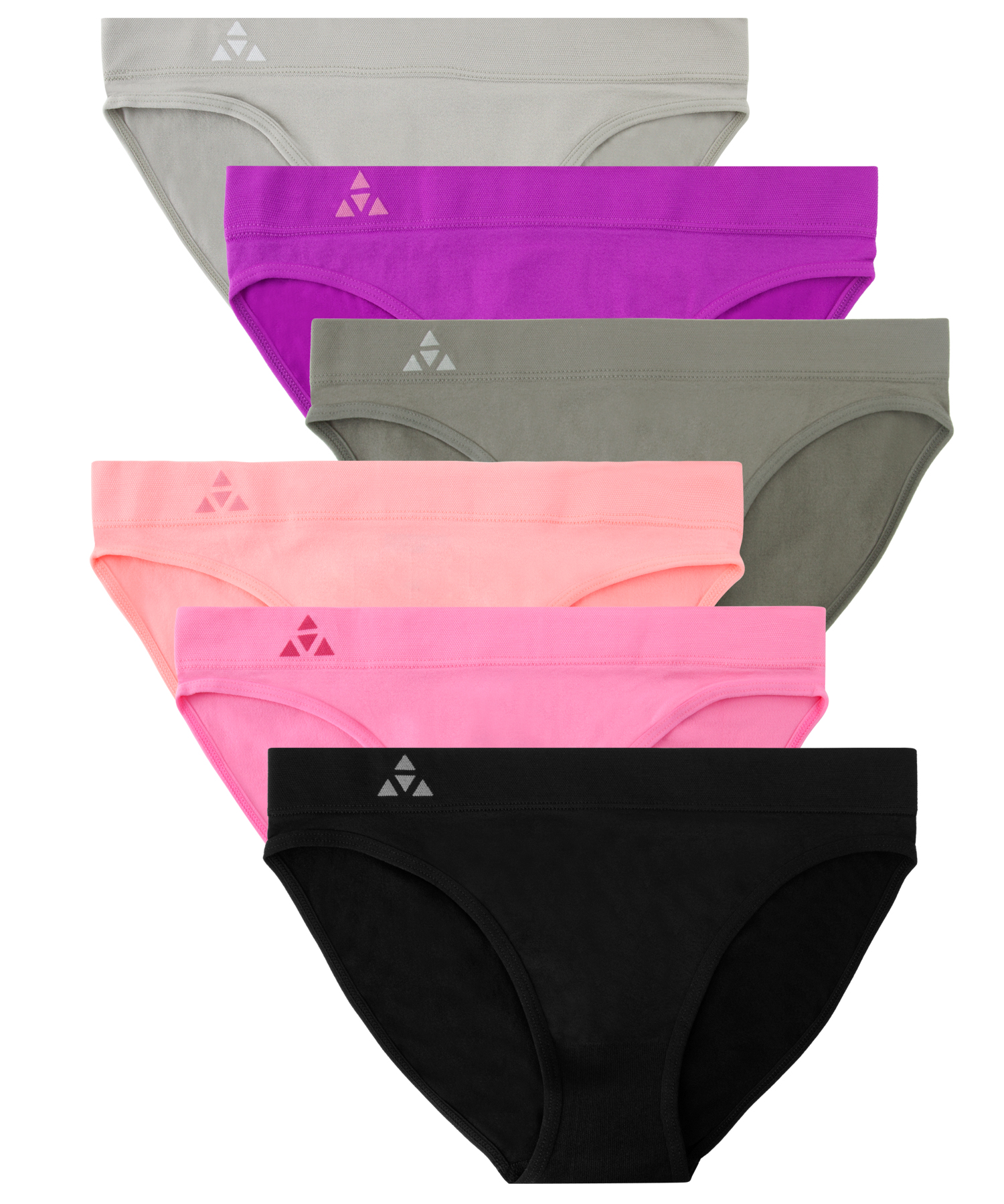 Balanced Tech Women's 6 Pack Seamless Low-Rise Bikini Panties - Prism  BTW72935LR6