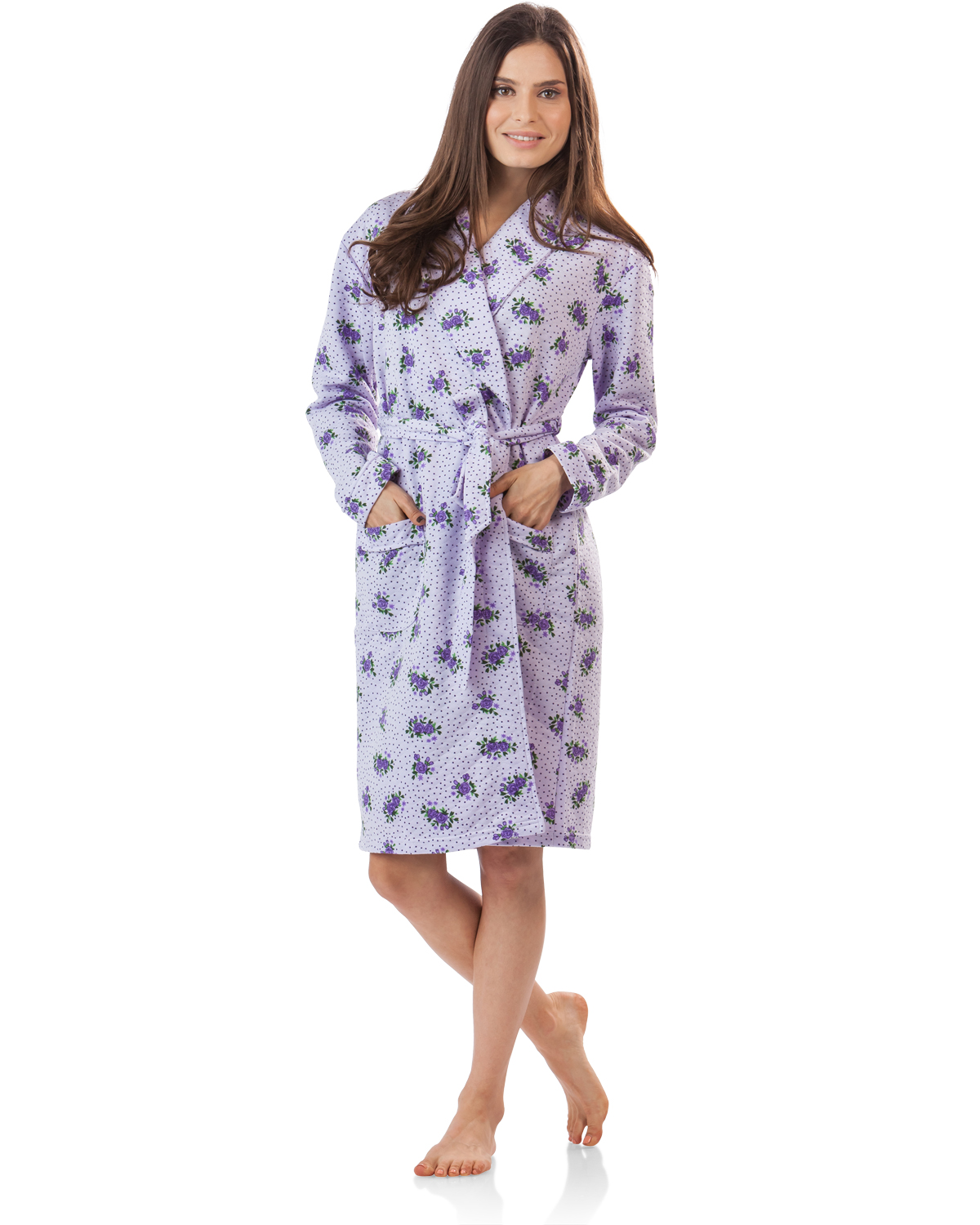 Casual Nights Women's Floral Print Quilted Bathrobe Purple LA4024PR