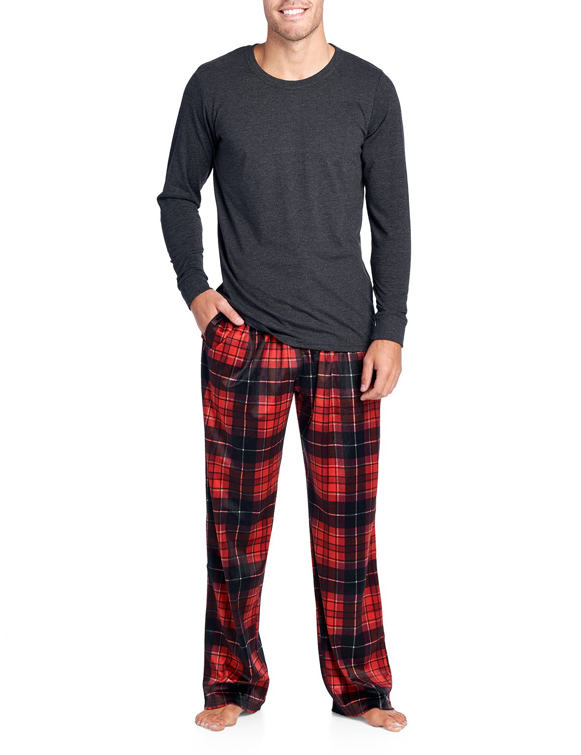 Ashford & Brooks Mens Flannel Long-Sleeve Top and Flannel Bottom Pajama Set 