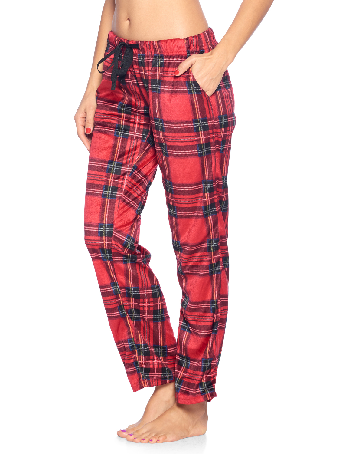 Ashford & Brooks Women's Plush Mink Fleece Pajama Sleep Pants - Red ...