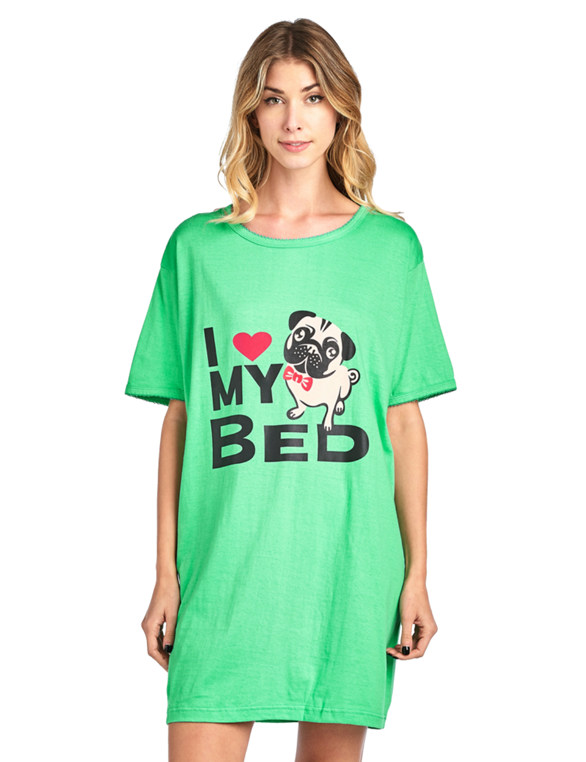 Casual Nights Womens Short Sleeve Printed Scoop Neck Sleep Tee